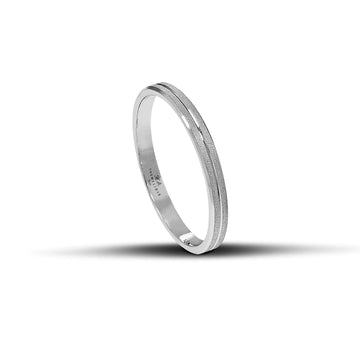 Κλασικές λευκόχρυσες βέρες γάμου 2.5 mm, ματ με λεπτή λουστρέ γραμμή στο κέντρο, χειροποίητες, διαθέσιμες σε 9, 14, 18 ή 22 καράτια